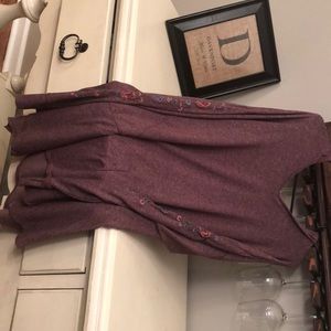 KNOX ROSE tunic hoodie with embroidery on sleeves